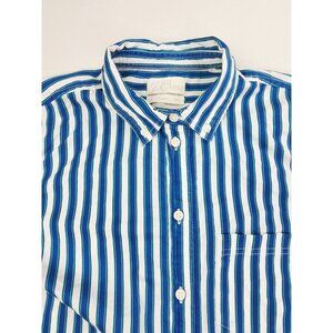 J. Crew Classic Size 6 Womens White Blue Green Stripe Button Down Long Sleeve